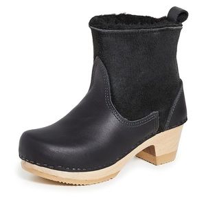 NWT No. 6 black shearling-lined clog boot, sz 39 (approx. 7.5/8), 2” heel